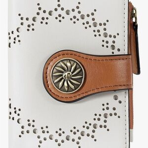 Small Wallet Bifold RFID Blocking Card Holder Leather Wallet White and Brown